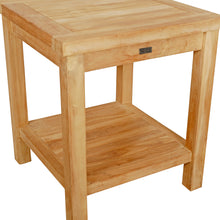 Load image into Gallery viewer, Teak Wood La Mesa Small Side Table/Stool with Shelf for Home Gym, Yoga Studio or Exercise Room