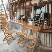 Load image into Gallery viewer, Teak Wood Oceanview Folding Outdoor Barstool