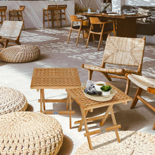 Load image into Gallery viewer, Teak Wood Bahama Square Folding Picnic Table with Carry Handle