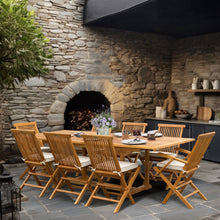 Load image into Gallery viewer, 9 Piece Teak Wood West Palm Patio Dining Set with Rectangular Extension Table, 2 Folding Arm Chairs and 6 Folding Side Chairs