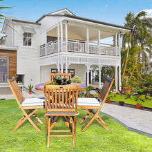 Load image into Gallery viewer, 5 Piece Teak Wood Las Palmas Patio Dining Set, 47" Round Folding Table with 4 Folding Side Chairs
