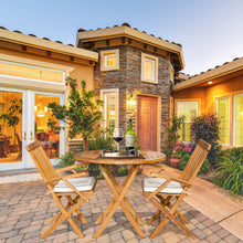 Load image into Gallery viewer, 3 Piece Teak Wood Valencia Patio Dining Set, 36" Round Folding Table with 2 Folding Arm Chairs