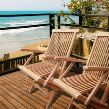 Load image into Gallery viewer, Teak Seaside Outdoor Folding Arm Chair, set of 2