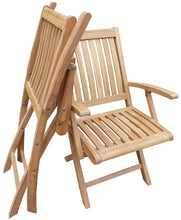 Load image into Gallery viewer, Teak Wood Naples Outdoor Folding Arm Chair, set of 2