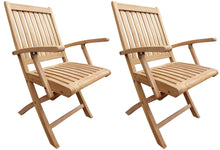 Load image into Gallery viewer, Teak Wood Naples Outdoor Folding Arm Chair, set of 2