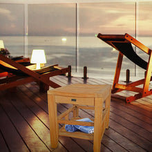 Load image into Gallery viewer, Teak Wood Malibu Shower Stool With Shelf