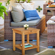 Load image into Gallery viewer, Teak Wood Panama Outdoor End Table With Shelf, small