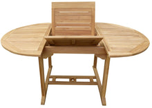 Load image into Gallery viewer, Teak Wood Ocean Beach Round to Oval Outdoor Extension Table