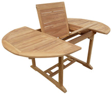 Load image into Gallery viewer, Teak Wood Ocean Beach Round to Oval Outdoor Extension Table