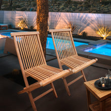 Load image into Gallery viewer, Teak Wood Seaside Outdoor Folding Side Chair, set of 2