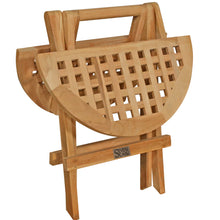Load image into Gallery viewer, Teak Wood Bahama Round Folding Picnic Table with Carry Handle