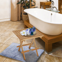 Load image into Gallery viewer, Teak Wood Havana Square Folding Bathroom Table