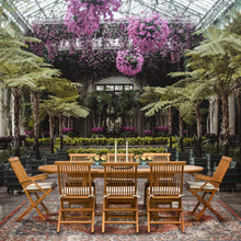 Load image into Gallery viewer, 9 Piece Teak Wood West Palm Patio Dining Set with Oval Extension Table, 2 Folding Arm Chairs and 6 Folding Side Chairs