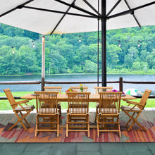 Load image into Gallery viewer, 9 Piece Teak Wood West Palm Patio Dining Set with Rectangular Extension Table, 2 Folding Arm Chairs and 6 Folding Side Chairs