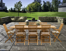 Load image into Gallery viewer, 9 Piece Teak Wood West Palm Patio Dining Set with Rectangular Extension Table, 2 Folding Arm Chairs and 6 Folding Side Chairs