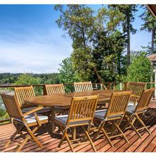 Load image into Gallery viewer, 9 Piece Teak Wood Santa Monica Patio Dining Set with Oval Extension Table, 2 Folding Arm Chairs and 6 Folding Side Chairs