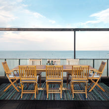 Load image into Gallery viewer, 9 Piece Teak Wood Santa Monica Patio Dining Set with Rectangular Extension Table, 2 Folding Arm Chairs and 6 Folding Side Chairs