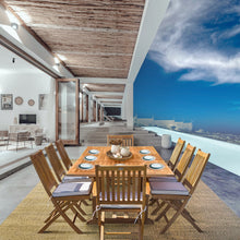 Load image into Gallery viewer, 9 Piece Teak Wood Santa Monica Patio Dining Set with Rectangular Extension Table, 2 Folding Arm Chairs and 6 Folding Side Chairs