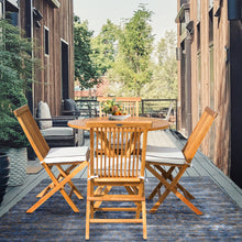 Load image into Gallery viewer, 5 Piece Teak Long Beach Patio Dining Set with 47" Round Folding Table and 4 Folding Side Chairs