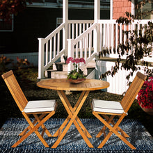Load image into Gallery viewer, 3 Piece Teak Wood Valencia Patio Dining Set, 36" Round Folding Table with 2 Folding Side Chairs