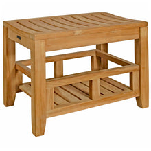 Load image into Gallery viewer, Teak Wood Balinas Side Table/Stool with Shelf for Home Gym, Yoga Studio or Exercise Room
