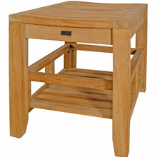 Load image into Gallery viewer, Teak Wood Malibu Shower Stool With Shelf
