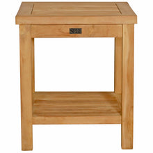 Load image into Gallery viewer, Teak Wood La Mesa Small Side Table/Stool with Shelf for Home Gym, Yoga Studio or Exercise Room
