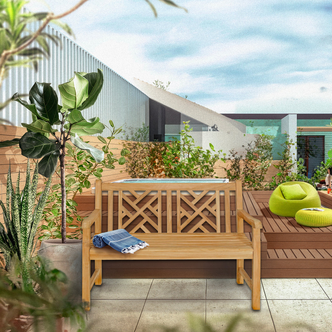 Teak Wood Saint Thomas Outdoor Bench, 4 Foot