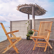 Load image into Gallery viewer, Teak Seaside Outdoor Folding Arm Chair, set of 2
