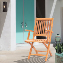 Load image into Gallery viewer, Teak Wood Naples Outdoor Folding Arm Chair, set of 2
