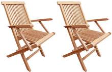 Load image into Gallery viewer, Teak Seaside Outdoor Folding Arm Chair, set of 2
