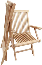 Load image into Gallery viewer, Teak Seaside Outdoor Folding Arm Chair, set of 2
