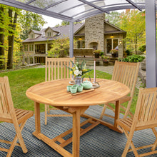 Load image into Gallery viewer, Teak Wood Ocean Beach Round to Oval Outdoor Extension Table
