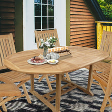 Load image into Gallery viewer, Teak Wood Ocean Beach Round to Oval Outdoor Extension Table
