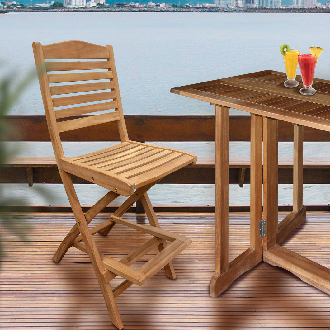 Teak Wood Oceanview Folding Outdoor Barstool