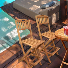 Load image into Gallery viewer, Teak Wood Beachside Outdoor Folding Barstool with Carry Handle
