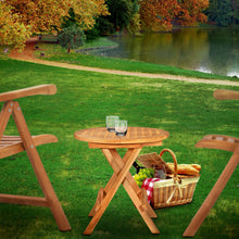 Load image into Gallery viewer, Teak Wood Bahama Round Folding Picnic Table with Carry Handle
