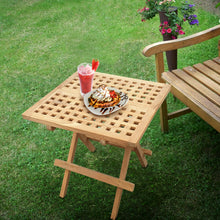 Load image into Gallery viewer, Teak Wood Bahama Square Folding Picnic Table with Carry Handle
