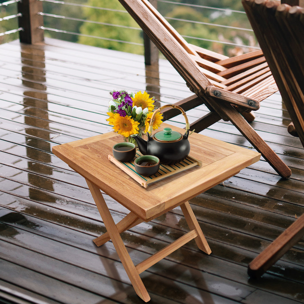 Teak Wood Nassau Outdoor Folding End Table