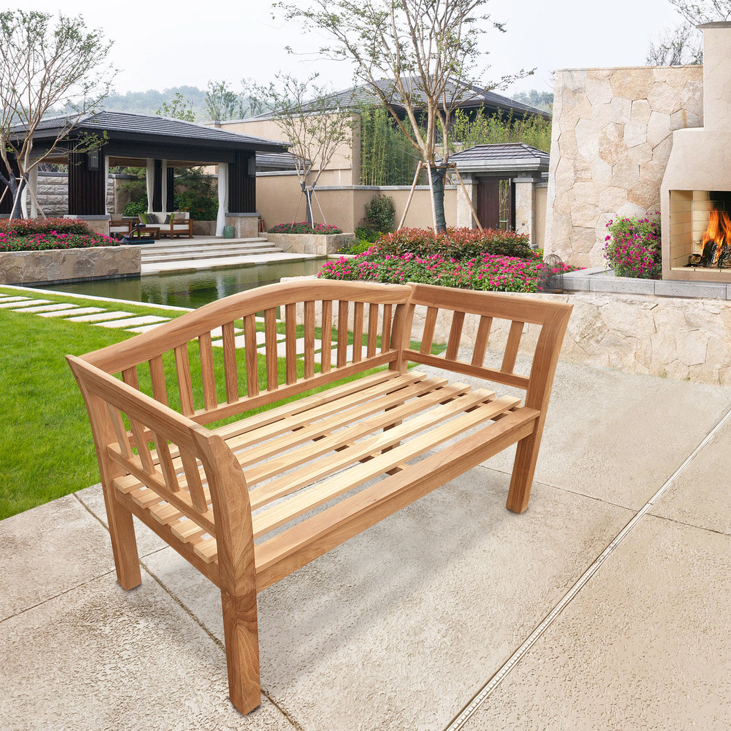 Teak Wood Oklahoma Outdoor Patio Bench, 4 Foot