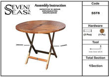 Load image into Gallery viewer, Teak Wood Panama Outdoor Folding Table, 47 inch
