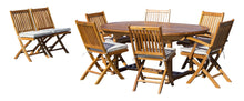 Load image into Gallery viewer, 9 Piece Teak Wood Santa Monica Patio Dining Set with Oval Extension Table, 2 Folding Arm Chairs and 6 Folding Side Chairs
