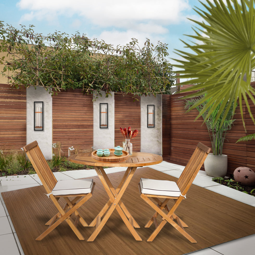 3 Piece Teak Wood Valencia Patio Dining Set, 36